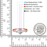 14K Rose Gold 0.75ct Natural Aquamarine Pear G SI Diamond Engagement Ring Size 6.5