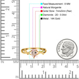 14K Yellow Gold 0.75ct Natural Morganite Pear G SI Diamond Engagement Ring Size 6.5