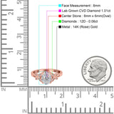 14K Rose Gold Oval Butterfly Accent 8mmx6mm D VS2 GIA Certified 1.01ct Lab Grown CVD Diamond Engagement Wedding Ring Size 6.5