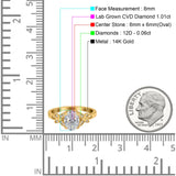 14K Yellow Gold Oval Butterfly Accent 8mmx6mm D VS2 GIA Certified 1.01ct Lab Grown CVD Diamond Engagement Wedding Ring Size 6.5