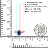14K Rose Gold 0.93ct Oval Nano Blue Sapphire G SI Diamond Engagement Ring Size 6.5