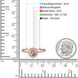 14K Rose Gold 0.99ct Round Petite Dainty 6mm G SI Natural Morganite Diamond Engagement Wedding Ring Size 6.5