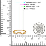 14K Yellow Gold 0.10ct Round 3mm G SI Art Deco Curved Diamond Eternity Bands Engagement Wedding Ring