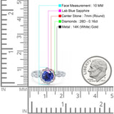 14K White Gold Round Nano Blue Sapphire 1.44ct G SI Diamond Engagement Ring Size 6.5