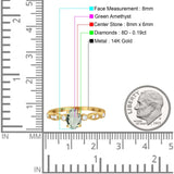 14K Yellow Gold 1.4ct Oval Vintage Style 8mmx6mm G SI Natural Green Amethyst Diamond Engagement Wedding Ring Size 6.5