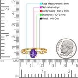 14K Yellow Gold 1.4ct Oval Vintage Style 8mmx6mm G SI Natural Amethyst Diamond Engagement Wedding Ring Size 6.5