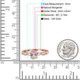 14K Rose Gold 1.4ct Oval Vintage Style 8mmx6mm G SI Natural Morganite Diamond Engagement Wedding Ring Size 6.5