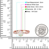 14K Rose Gold 0.19ct Oval Vintage Style 8mmx6mm G SI Natural White Opal Diamond Engagement Wedding Ring Size 6.5