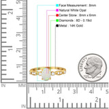 14K Yellow Gold 0.19ct Oval Vintage Style 8mmx6mm G SI Natural White Opal Diamond Engagement Wedding Ring Size 6.5