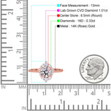 14K Rose Gold Halo Vintage Round 6.5mm D VS1 GIA Certified 1.01ct Lab Grown CVD Diamond Engagement Wedding Ring