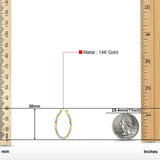 Solid 14K Tri Color Gold 3mm Thickness Beaded Hoop Earrings(30mm Diameter)