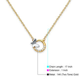 14K Two Tone Gold CZ Necklace 17" + 1" Extension