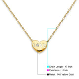 14K Yellow Gold CZ Love Necklace 17" + 1" Extension