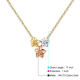 14K Tri Color Gold CZ Necklace 17" + 1" Extension