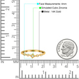 14K Yellow Gold Petite Dainty Wedding Ring Round Eternity Simulated Cubic Zirconia Size-6