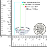 14K White Gold Cushion Three Stone Bridal Wedding Engagement Ring Simulated CZ Size-7