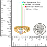 14K Yellow Gold Marquise Art Deco Crisscross Bridal Wedding Engagement Ring Simulated CZ Size-7