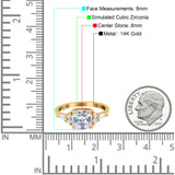 14K Yellow Gold Cushion Cut Art Deco Bridal Wedding Engagement Ring Simulated CZ Size-7