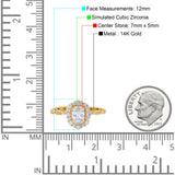 14K Yellow Gold Vintage Art Deco Halo Oval Engagement Ring Simulated Cubic Zirconia