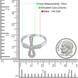 14K White Gold Cross Ankh Eternity Engagement Ring Round Simulated Cubic Zirconia Size 7