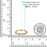 14K Yellow Gold Round Half Eternity Lab Created White Opal Art Deco Design Simulated CZ Wedding Engagement Ring Size 7