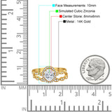 14K Yellow Gold Halo Bridal Set Piece Oval Engagement Wedding Ring Simulated CZ