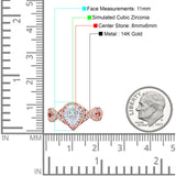14K Rose Gold Teardrop Art Deco Wedding Ring Simulated Cubic Zirconia Size-7