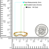 14K Yellow Gold Art Deco Curved Wedding Band Eternity Ring Simulated Cubic Zirconia Size-7