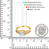 14K Yellow Gold Accent Solitaire Oval Bridal Wedding Engagement Ring Simulated CZ Size-7