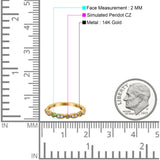 14K Yellow Gold Half Eternity Art Deco Round Wedding Band Simulated Peridot Green CZ Ring