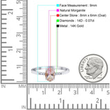 14K White Gold 1.28ct Oval 8mmx6mm G SI Natural Morganite Diamond Engagement Wedding Ring Size 6.5