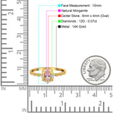 14K Yellow Gold 0.5ct Oval Vintage Floral 6mmx4mm G SI Natural Morganite Diamond Engagement Wedding Ring Size 6.5