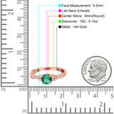 14K Rose Gold 0.98ct Round Art Deco 6mm G SI Nano Emerald Diamond Engagement Wedding Ring Size 6.5