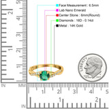 14K Yellow Gold 0.98ct Round Art Deco 6mm G SI Nano Emerald Diamond Engagement Wedding Ring Size 6.5