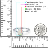 14K White Gold 0.20ct Oval 8mmx6mm Fashion Accent G SI Natural White Opal Diamond Engagement Wedding Ring Size 6.5