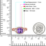 14K Rose Gold 2.37ct Cushion Infinity Shank 8mm G SI Natural Amethyst Diamond Engagement Wedding Ring Size 6.5