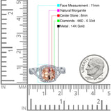 14K White Gold 2.37ct Cushion Infinity Shank 8mm G SI Natural Morganite Diamond Engagement Wedding Ring Size 6.5