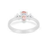 Teardrop Wedding Ring Simulated Morganite CZ 925 Sterling Silver