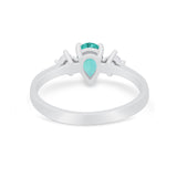 Teardrop Wedding Ring Simulated Paraiba Tourmaline CZ 925 Sterling Silver