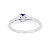 Petite Dainty Art Deco Wedding Ring Round Simulated Blue Sapphire CZ 925 Sterling Silver