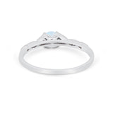 Petite Dainty Wedding Ring Round Lab Created White Opal 925 Sterling Silver