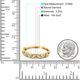 14K Yellow Gold 0.23ct Marquise & Round 4.5mm G SI Art Deco Half Eternity Diamond Band Engagement Wedding Ring Size 6.5
