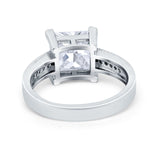 Cushion Cut Wedding Ring Simulated Cubic Zirconia Accent 925 Sterling Silver