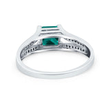 Princess Cut Wedding Ring Simulated Paraiba Tourmaline CZ 925 Sterling Silver