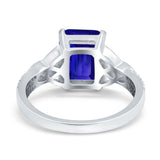 Emerald Cut Celtic Engagement Ring Simulated Blue Sapphire CZ 925 Sterling Silver
