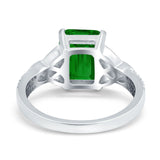 Emerald Cut Celtic Engagement Ring Simulated Green Emerald CZ 925 Sterling Silver