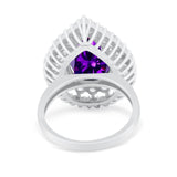 Teardrop Cocktail Ring Pear Simulated Amethyst CZ 925 Sterling Silver