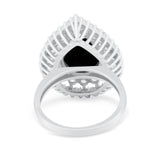 Teardrop Cocktail Ring Pear Simulated Black CZ 925 Sterling Silver