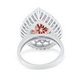 Teardrop Cocktail Ring Pear Simulated Morganite CZ 925 Sterling Silver