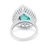 Teardrop Cocktail Ring Pear Simulated Paraiba Tourmaline CZ 925 Sterling Silver